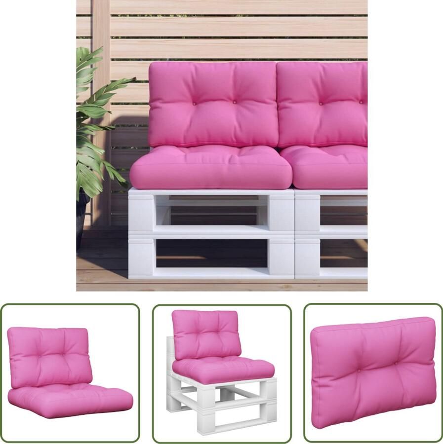 VidaXL Palletkussens 2 st stof roze Palletkussens Buitenkussens Tuinkussens Lounge Kussens Zitzakken