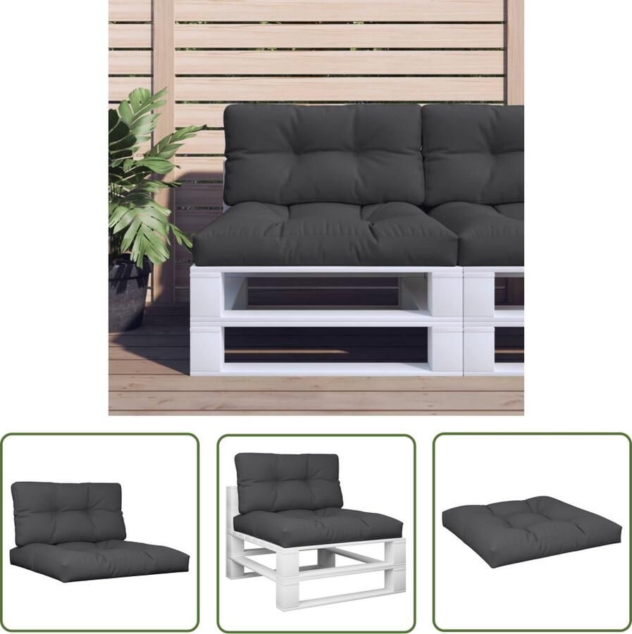 The Living Store Palletkussens Zwart Waterafstotend en Duurzaam UV-bestendig Polyester Zachte Vulling 80 x 80 x 12 cm Palletkussens Buitenkussens Tuinkussens Lounge Kussens Zitzakken