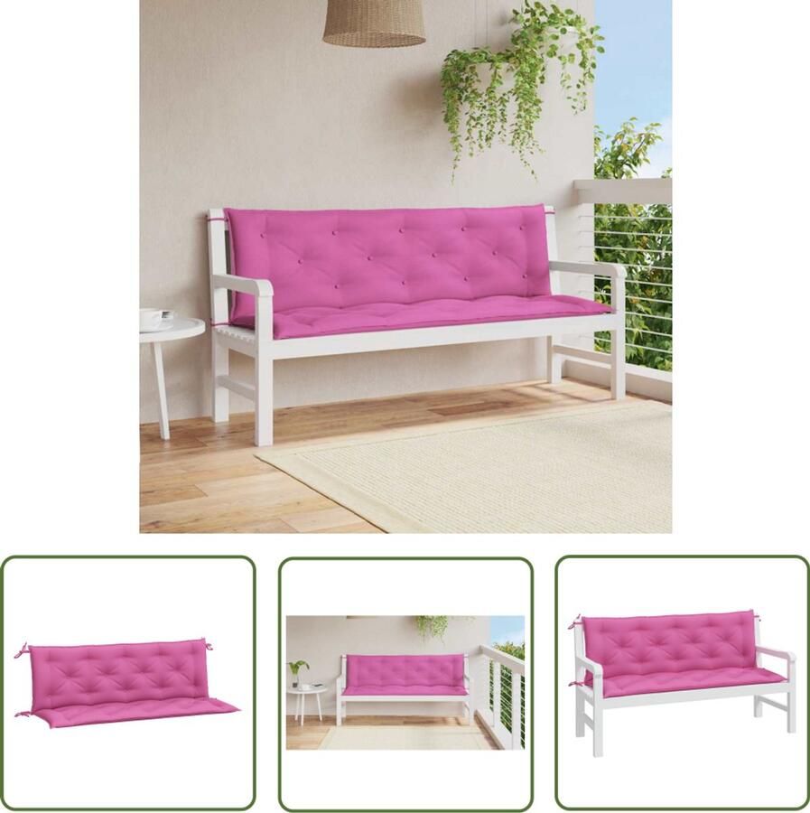 The Living Store Tuinbankkussens 150 x 50 x 7 cm Polyester Roze Tuinbankkussens Buitenkussens Balkondecoratie Lounge Set Tuinset