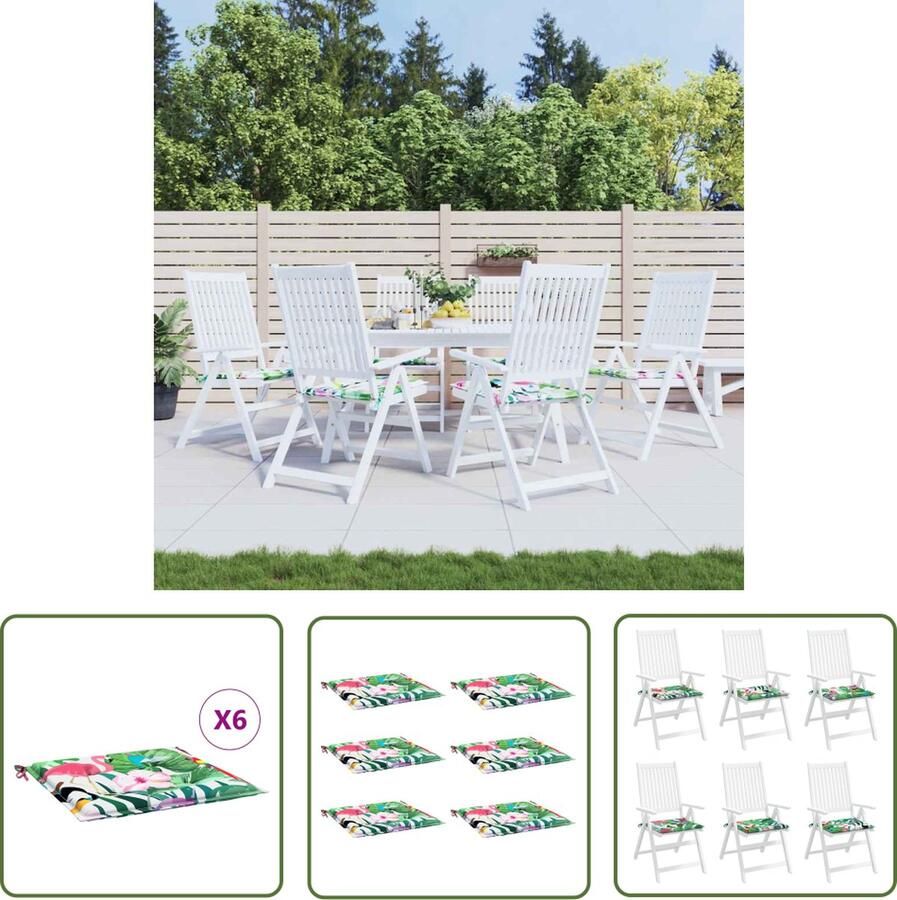 The Living Store Stoelkussens Vlinders en Bloemen 40x40x3 cm Oxford stof Waterafstotend Tuinstoel Kussentje Buitenkussens Oxford Stof Waterdicht Kussen Zitkussens Set