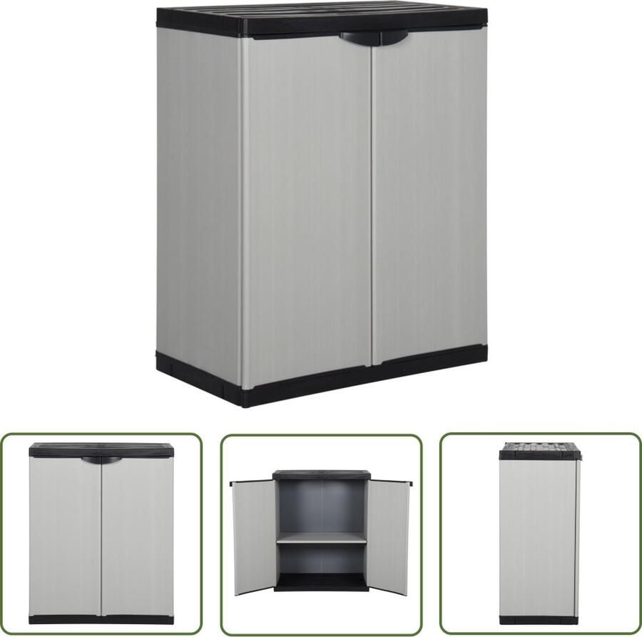 The Living Store Tuinkast Grijs Zwart PVC PP 68x40x85cm Met Veiligheidsslot Tuinkast Buitenschrank Opbergbox Pvc Kast Grijze Kast - Foto 2