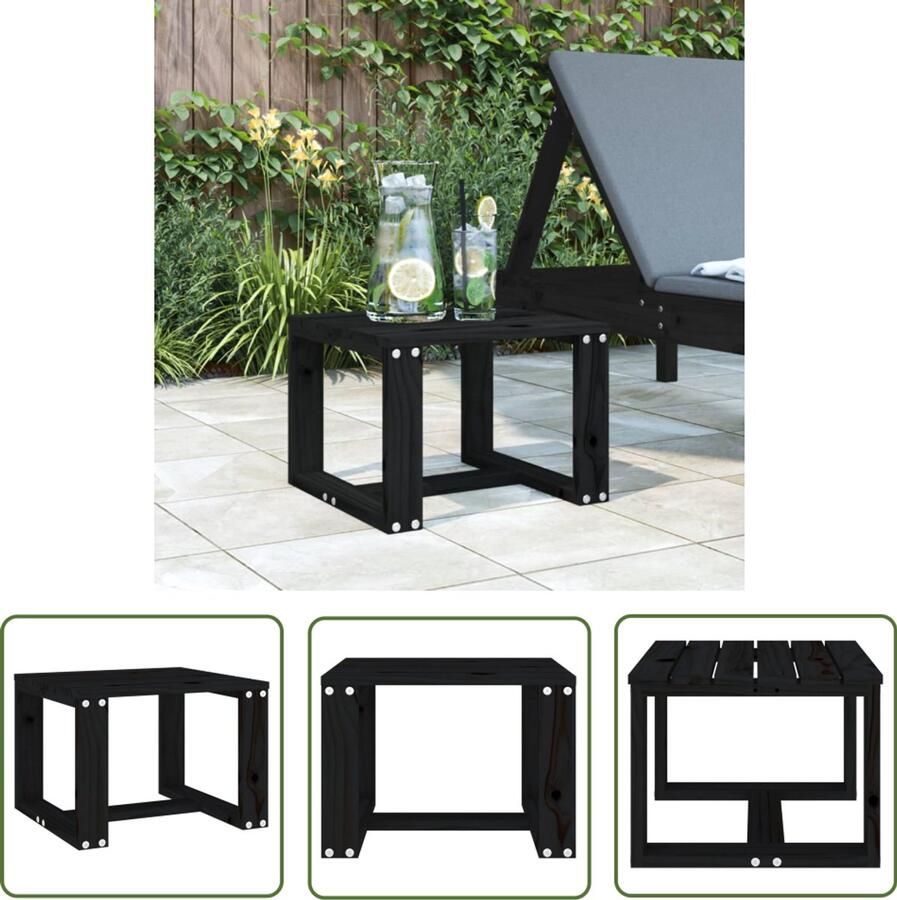 VidaXL Tuinbijzettafel 40x38x28 5 cm massief grenenhout zwart Tuinbijzettafel Buitentafel Grenenhouten Tafel Zwarte Tafel Salontafel