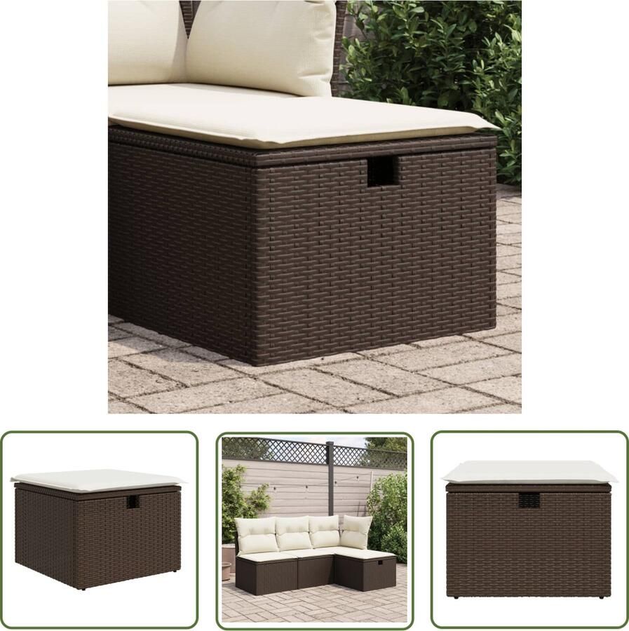 The Living Store Tuinkruk PE-Rattan 55 x 55 x 37 cm Opbergfunctie Comfortabel Zitkussen Tuinkruk Buitentijd Garden Furniture Patio Set Relaxen