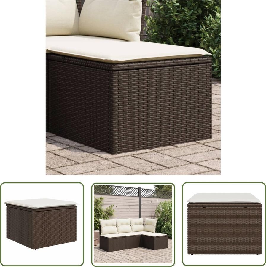 The Living Store Tuinkruk PE-rattan 55 x 55 x 37 cm opbergfunctie met waterdichte zak Tuinkruk Buitentijd Lounge Set Garden Furniture Patioset