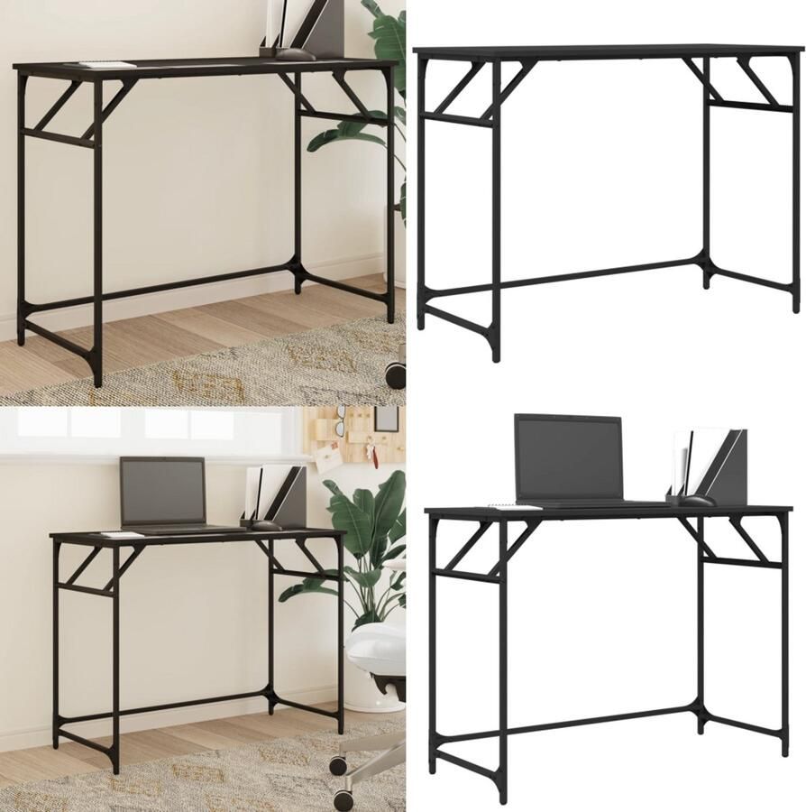 VidaXL Bureau 100x45x76 cm bewerkt hout en gepoedercoat staal Bureau Bureaus Laptoptafel Computertafel