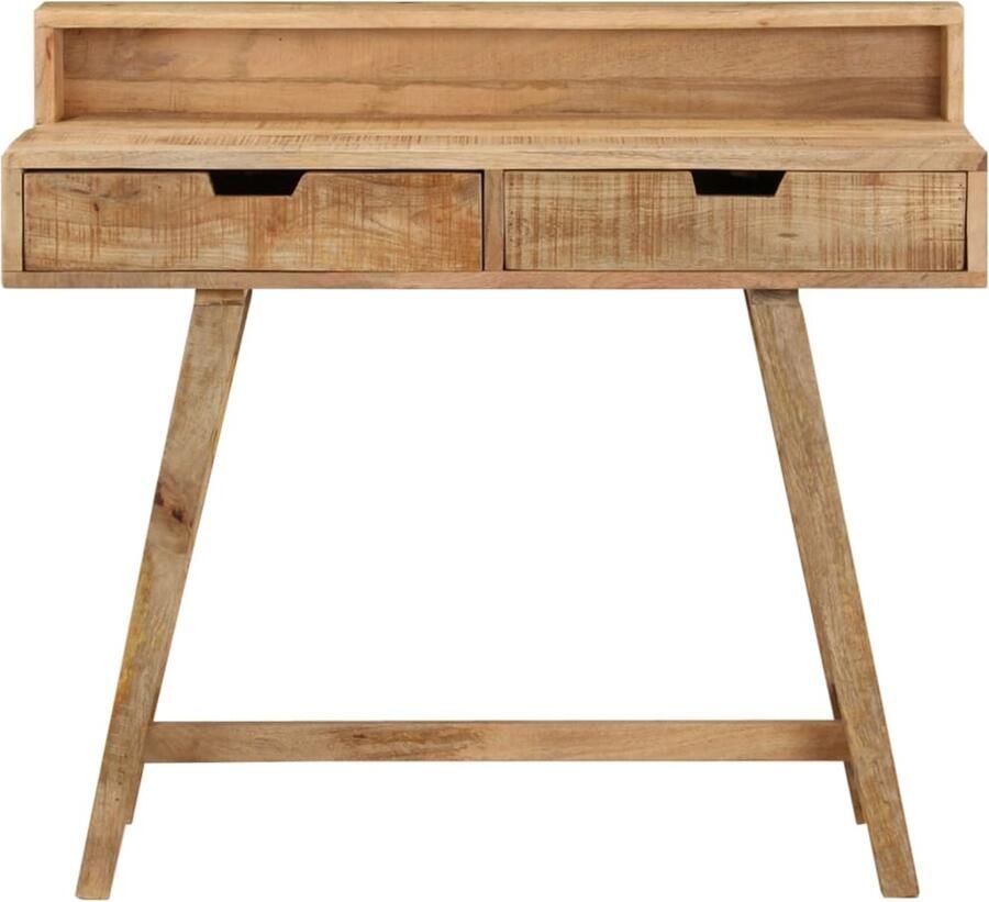 The Living Store Bureau Vintage Stijl Massief Ruw Mangohout 100x45x90 cm Met 2 Lades Vintage Bureau Mangohouten Bureau Bureaus Online Kopen Kantoormeubilair Home Office - Foto 2