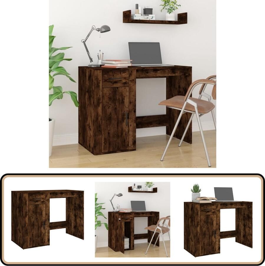 VidaXL Bureau 100x49x75 cm Bewerkt Hout Eikenkleur Werkbureau Bureau Houten Bureaublad Home Office Studie Tafel Laptop Tafel Modern Bureau Vintage Bureau Robuust Bureau
