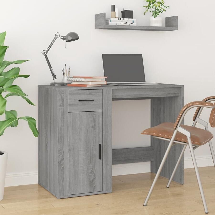 VidaXL Bureau 100x49x75 cm Grijs Sonoma Eiken Bureau Houten Bureau Grijze Bureau Kantoorbureau Studie Bureau Compact Bureau - Foto 2