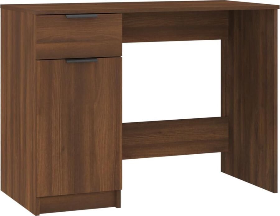 VidaXL Bureau 100x50x75 cm Bruin Eikenhout Kantoormeubilair Bureau Houten Bureau Bruine Bureau Bureaublad Opbergruimte Kastje Thuiswerkplek