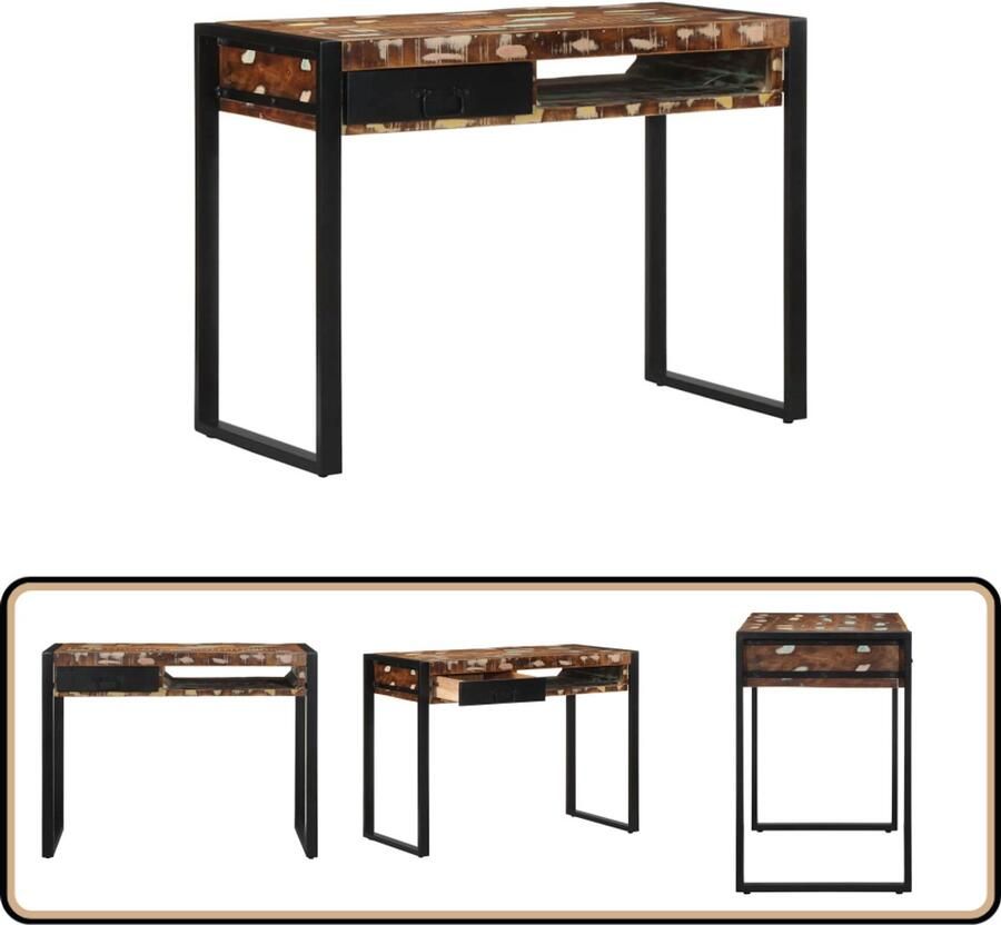 VidaXL Bureau 100x50x75 cm Gerecycled Hout Meerkleurig Bureau Bureaus Studiebureau Computerbureau