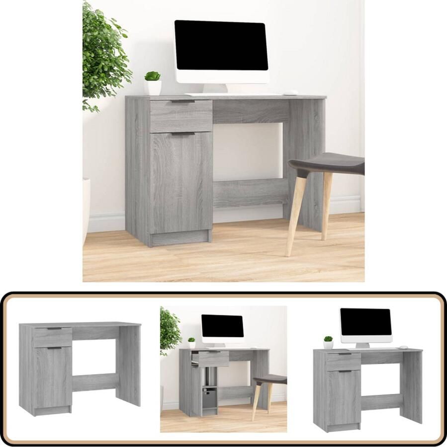 VidaXL Bureau 100x50x75 cm Grijs Sonoma Eiken Kantoormeubilair Bureau Computerbureau Houten Bureau Grijze Bureau Sonoma Eiken