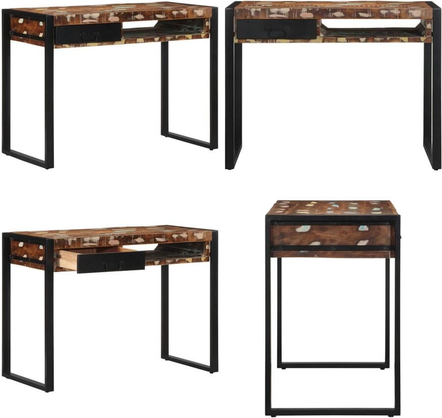VidaXL Bureau 100x50x75 cm massief gerecycled hout meerkleurig Bureau Bureaus Studiebureau Computerbureau