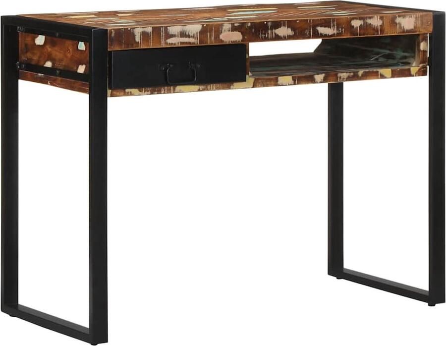 VidaXL Bureau 100x50x75 cm massief gerecycled hout meerkleurig