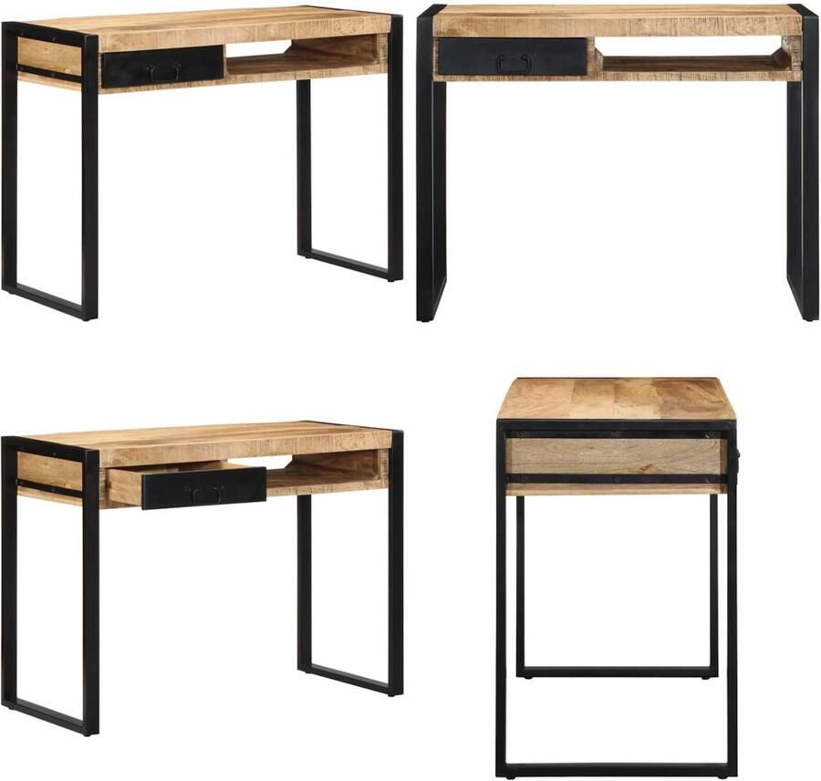VidaXL Bureau 100x50x75 cm massief ruw mangohout Bureau Bureaus Studiebureau Computerbureau