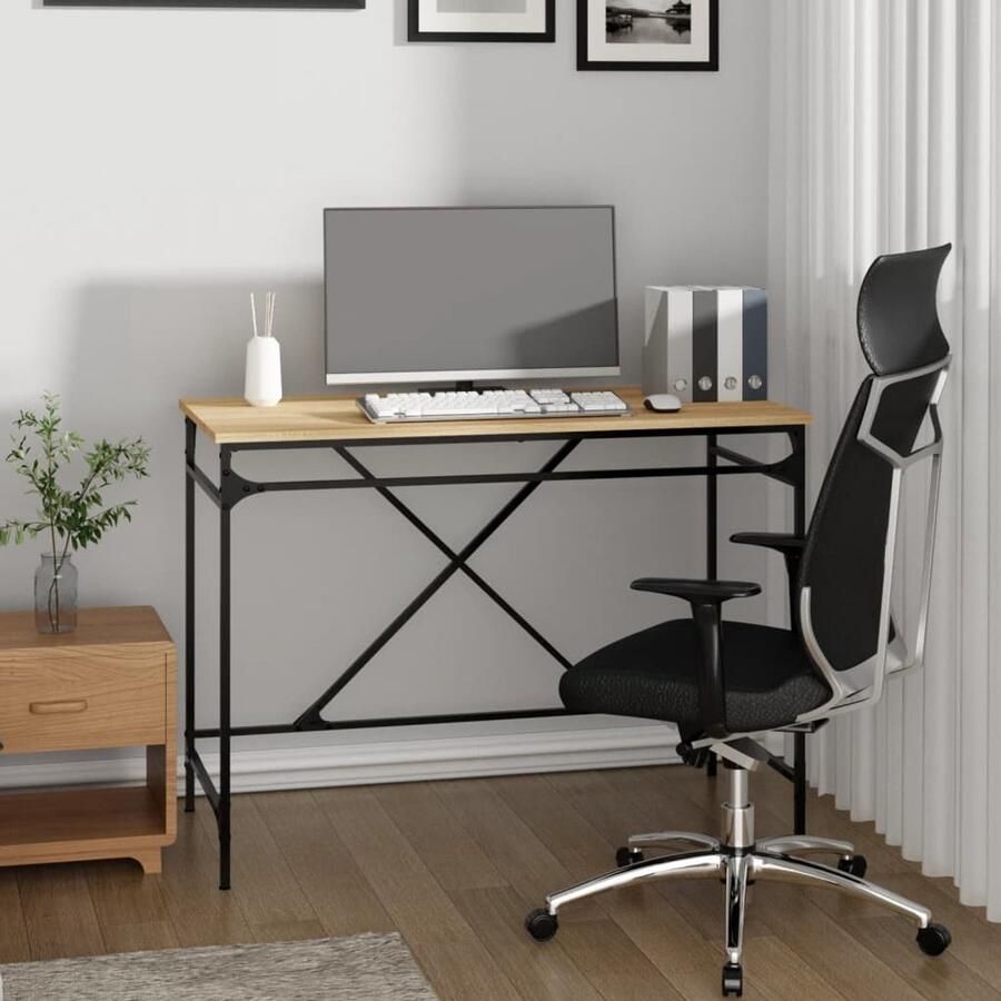 VidaXL Bureau 100x50x75 cm Sonoma eiken IJzer Schreibtafel Industrieel Bureau Houten Bureau Sonoma Eiken Werkplek