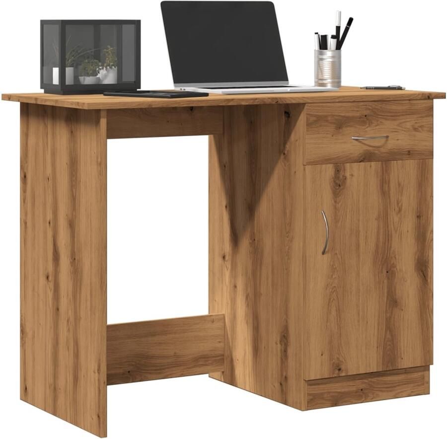VidaXL Bureau 100x50x76 cm Artisanaal Eikenkleur Bureau Bureaus Tafel Tafels