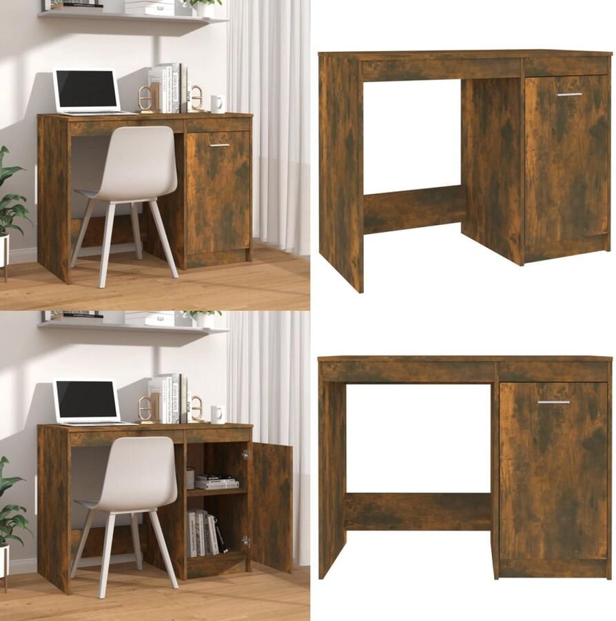 VidaXL Bureau 100x50x76 cm bewerkt hout gerookt eikenkleurig Bureau Bureaus Schrijftafel Buro