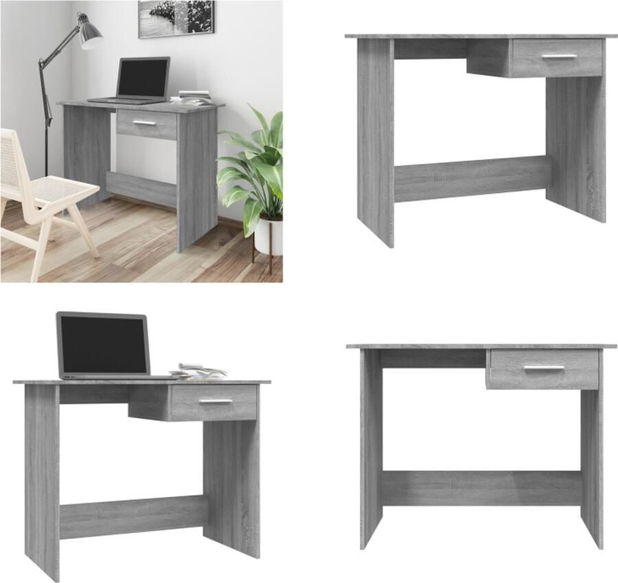 VidaXL -Bureau-100x50x76-cm-bewerkt-hout-grijs-sonoma-eikenkleurig