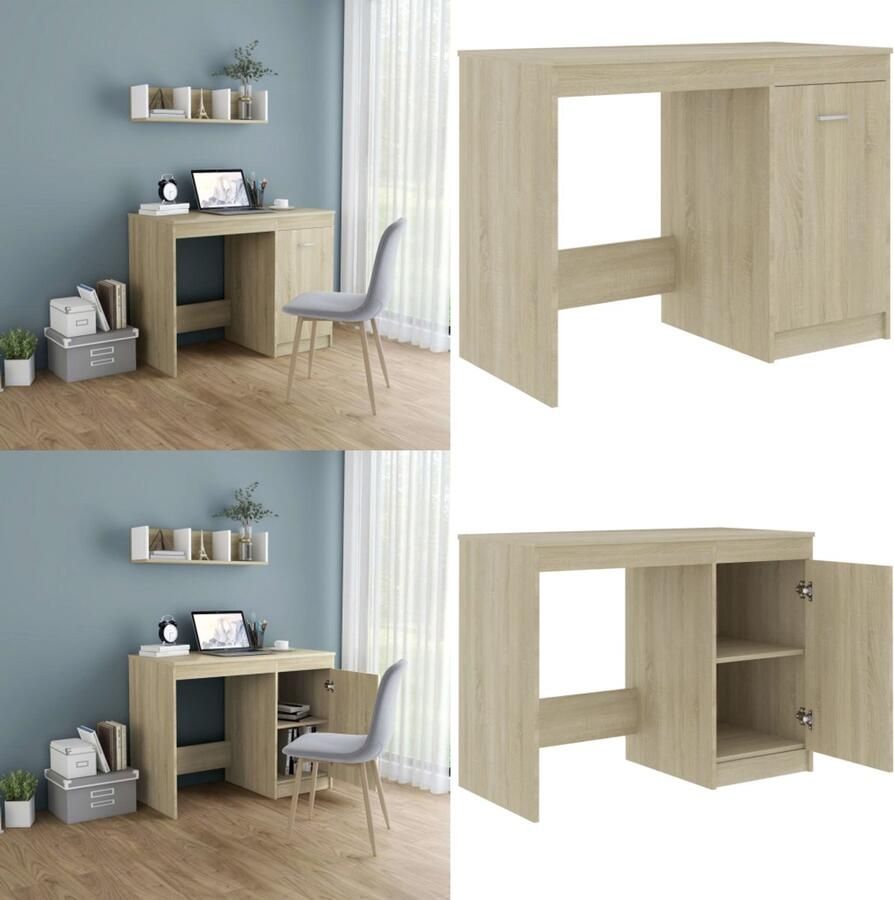 VidaXL Bureau 100x50x76 cm bewerkt hout sonoma eikenkleurig Bureau Bureaus Tafel Tafels