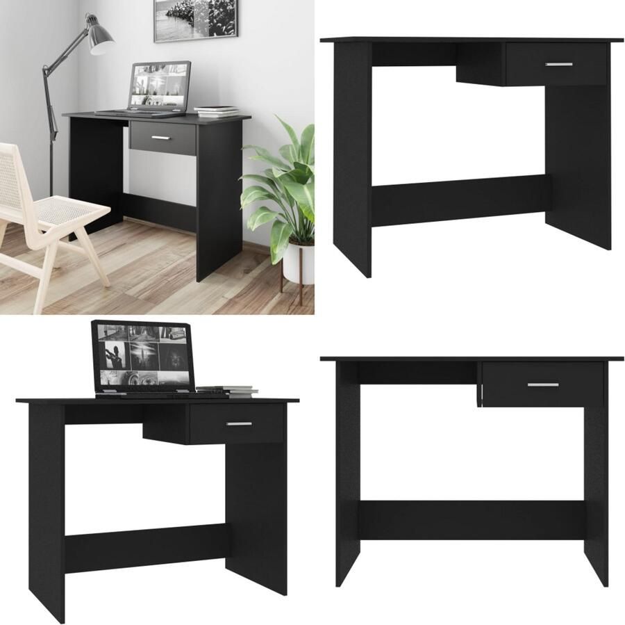 VidaXL Bureau 100x50x76 cm bewerkt hout wit Bureau Bureaus Tafel Tafels