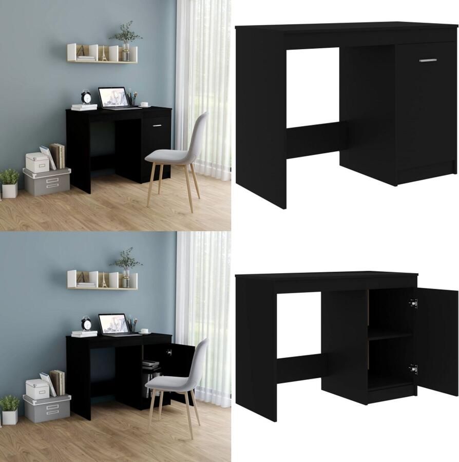 VidaXL Bureau 100x50x76 cm bewerkt hout zwart Bureau Bureaus Tafel Tafels - Foto 2