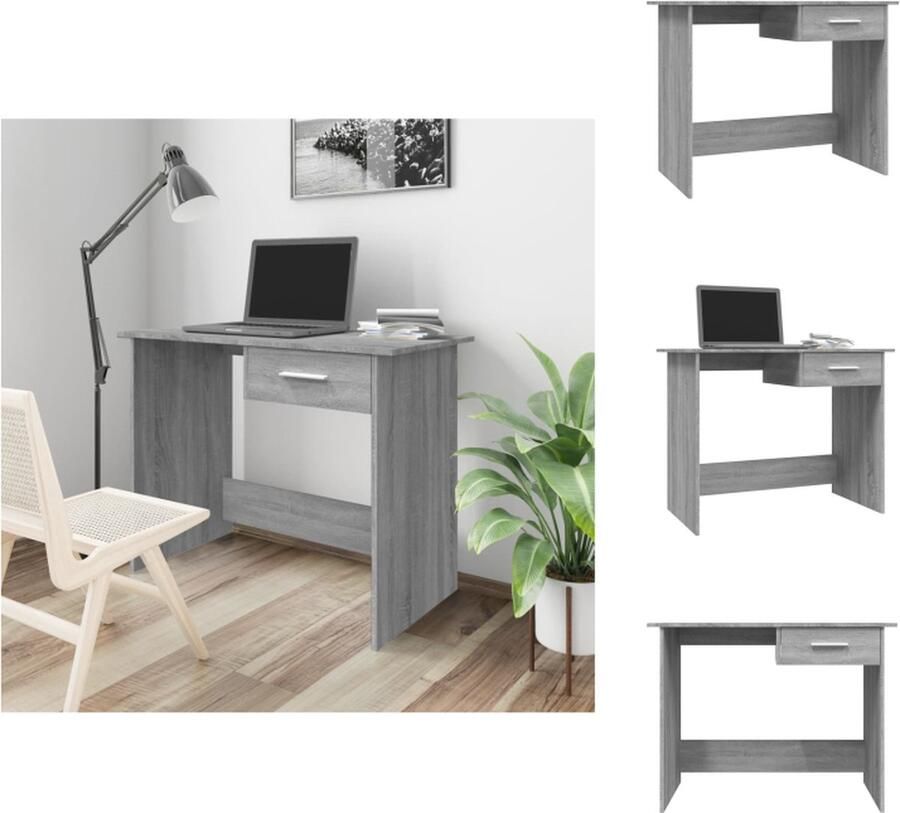 VidaXL Bureau 100x50x76 cm Grijs Sonoma Eiken Praktisch en Stijlvol Bureau