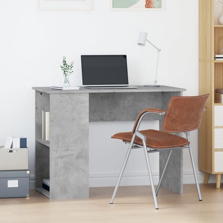 VidaXL Bureau 100x55x75 cm Bewerkt hout Betongrijs Kantoormeubilair Bureau Computerbureau Houten Bureau Grijze Bureau Modern Bureau Minimalistisch Bureau - Foto 2
