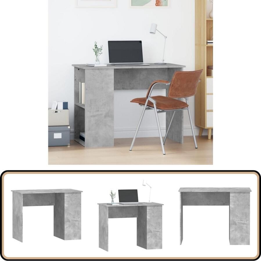 VidaXL Bureau 100x55x75 cm Bewerkt hout Betongrijs Kantoormeubilair Bureau Computerbureau Houten Bureau Grijze Bureau Modern Bureau Minimalistisch Bureau