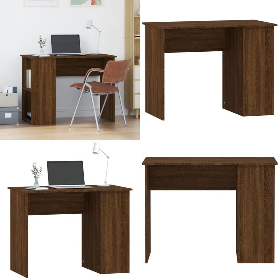 VidaXL Bureau 100x55x75 cm bewerkt hout bruin eikenkleur Bureau Bureaus Computerbureau Computertafel