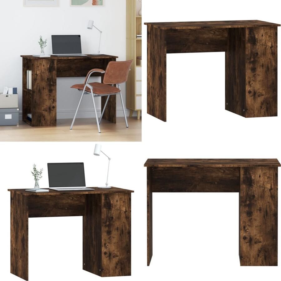 VidaXL Bureau 100x55x75 cm bewerkt hout gerookt eikenkleurig Bureau Bureaus Computerbureau Computertafel