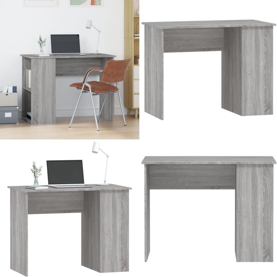 VidaXL Bureau 100x55x75 cm bewerkt hout grijs sonoma eikenkleurig Bureau Bureaus Computerbureau Computertafel