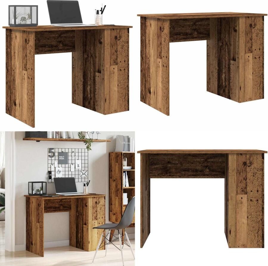 VidaXL Bureau 100x55x75 cm bewerkt hout oud houtkleurig Bureau Bureaus Laptoptafel Computertafel