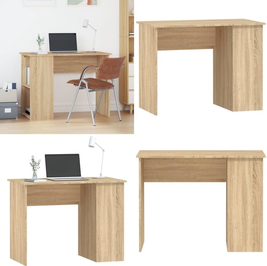VidaXL Bureau 100x55x75 cm bewerkt hout sonoma eikenkleurig Bureau Bureaus Computerbureau Computertafel