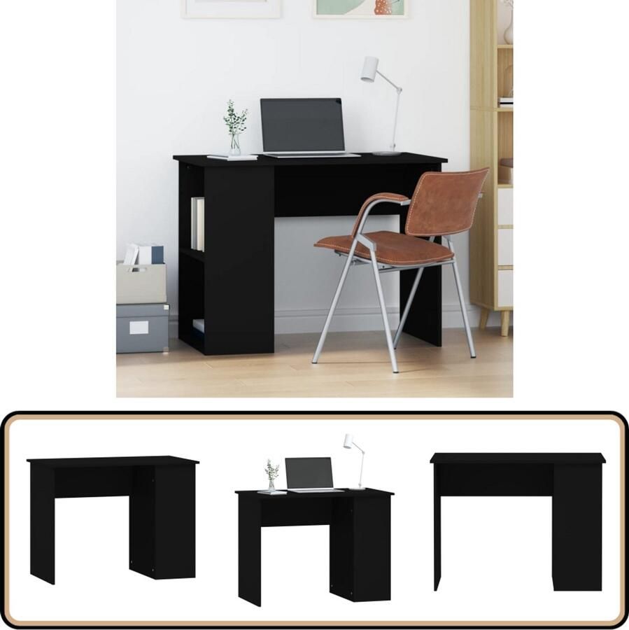 VidaXL Bureau 100x55x75 cm Bewerkt Hout Zwart Kantoormeubilair Bureau Computerbureau Thuiswerkplek Houten Bureau
