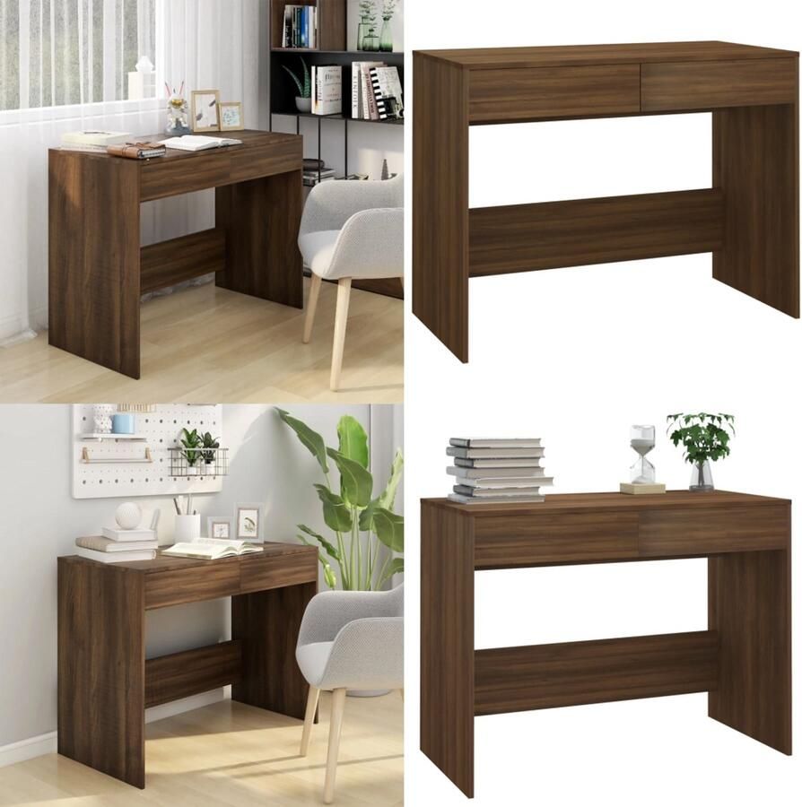VidaXL Bureau 101x50x76 5 cm spaanplaat bruin eikenkleur Bureau Bureaus Werktafel Computerbureau