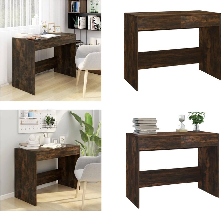 VidaXL Bureau 101x50x76 5 cm spaanplaat gerookt eikenkleurig Bureau Bureaus Werktafel Computerbureau