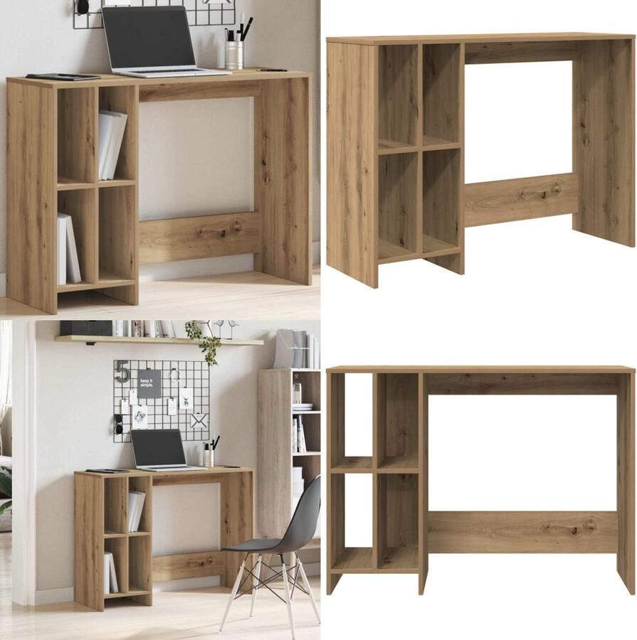 VidaXL Bureau 102 5x35x75 cm bewerkt hout artisanaal eikenkleur Bureau Bureaus Laptoptafel Computertafel