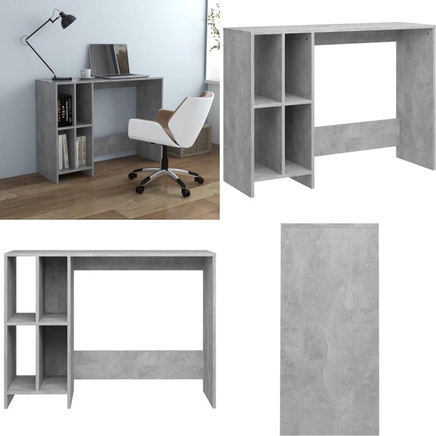 VidaXL Bureau 102 5x35x75 cm bewerkt hout betongrijs Bureau Bureaus Tafel Tafels