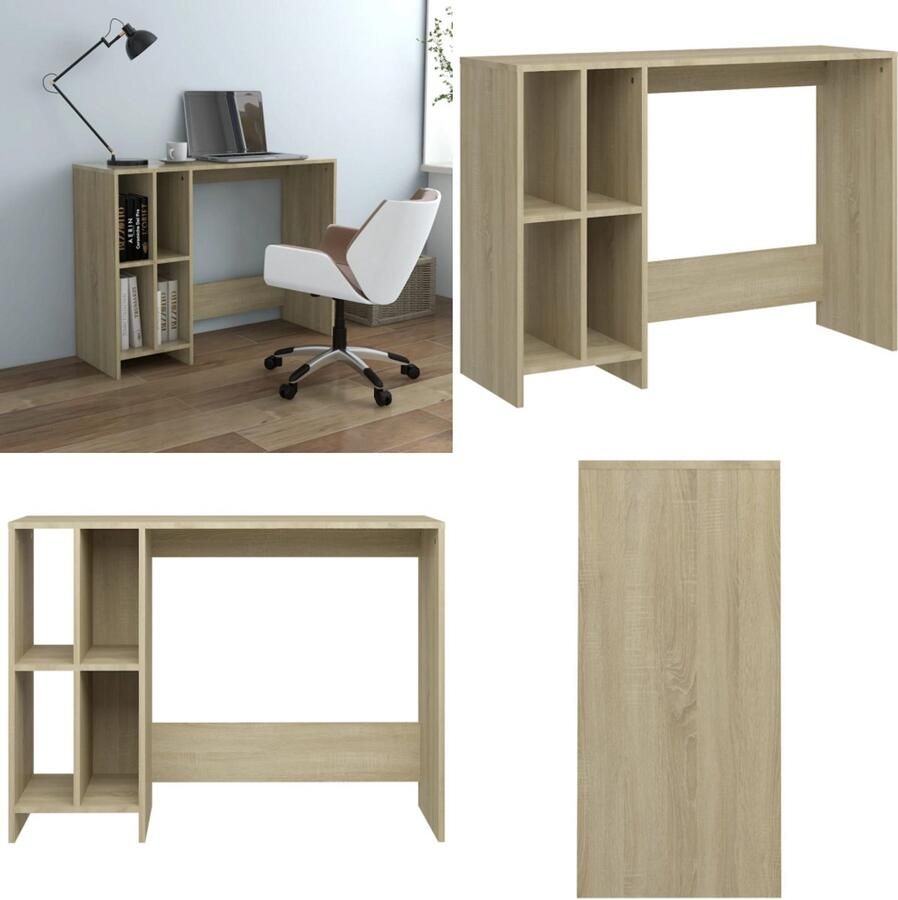 VidaXL Bureau 102 5x35x75 cm bewerkt hout sonoma eikenkleurig Bureau Bureaus Tafel Tafels