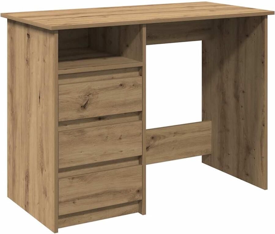 VidaXL Bureau 102x50x75 cm bewerkt hout artisanaal eikenkleurig