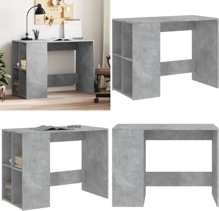 VidaXL Bureau 102x50x75 cm bewerkt hout betongrijs Bureau Bureaus Laptoptafel Computertafel