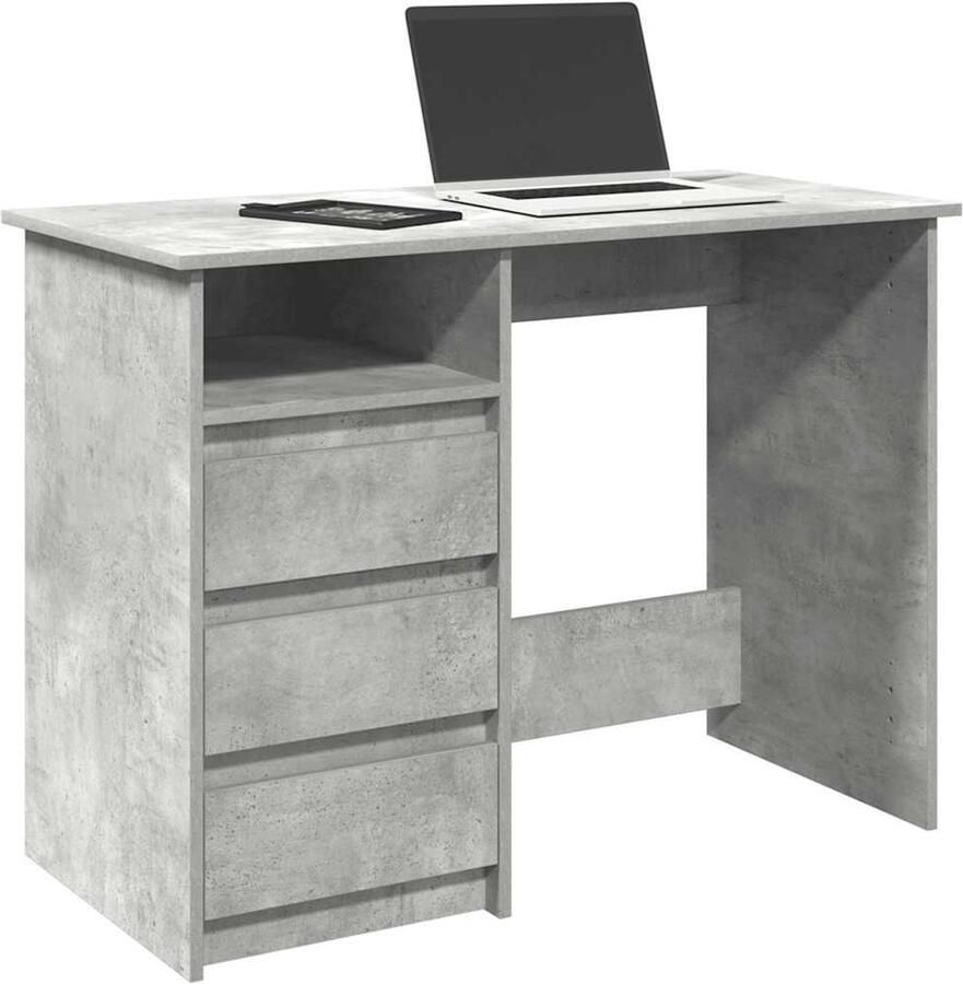 VidaXL Bureau 102x50x75 cm Bewerkt hout Betongrijs Bureau Bureaus Schrijftafel Buro