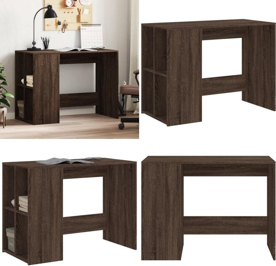 The Living Store Bureau Computerbureau 102 x 50 x 75 cm Bruineiken Duurzaam bewerkt hout Kantoormeubilair Bureau Houten Bureau Schrijfbureau Home Office - Foto 2