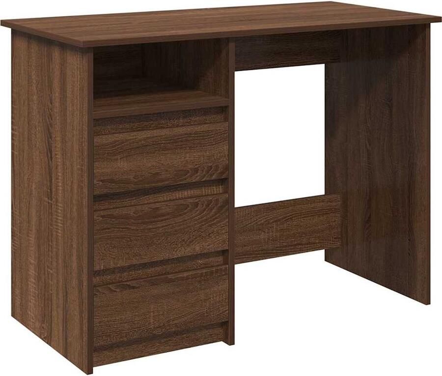 VidaXL Bureau 102x50x75 cm bewerkt hout bruin eikenkleurig