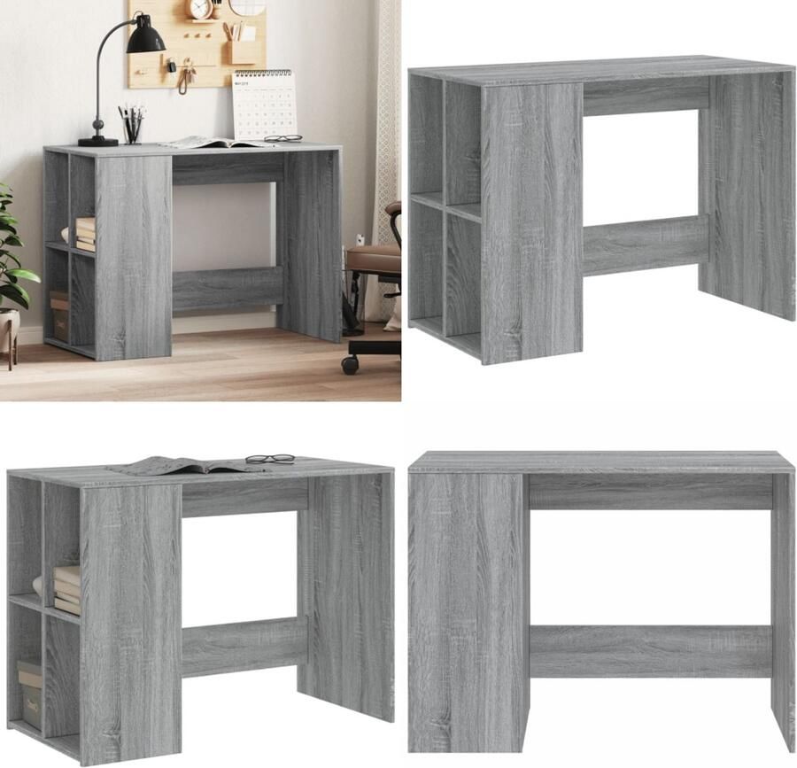 VidaXL Bureau 102x50x75 cm bewerkt hout grijs sonoma eikenkleurig Bureau Bureaus Laptoptafel Computertafel