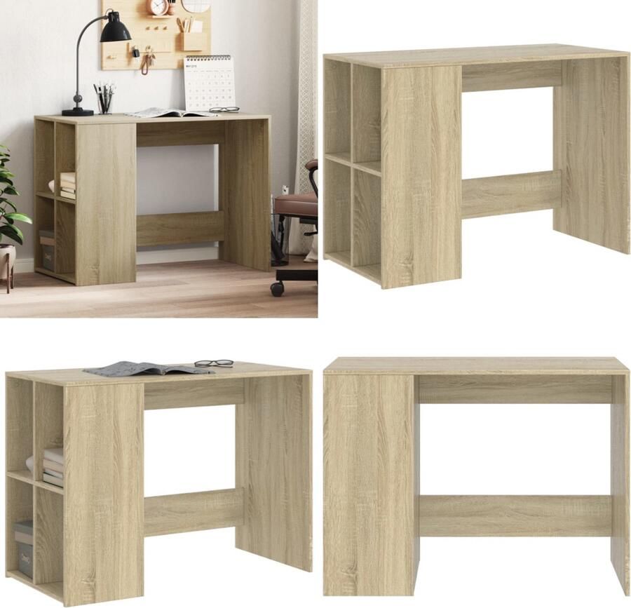 VidaXL Bureau 102x50x75 cm bewerkt hout sonoma eikenkleurig Bureau Bureaus Laptoptafel Computertafel