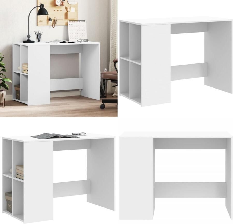 VidaXL Bureau 102x50x75 cm bewerkt hout wit Bureau Bureaus Laptoptafel Computertafel