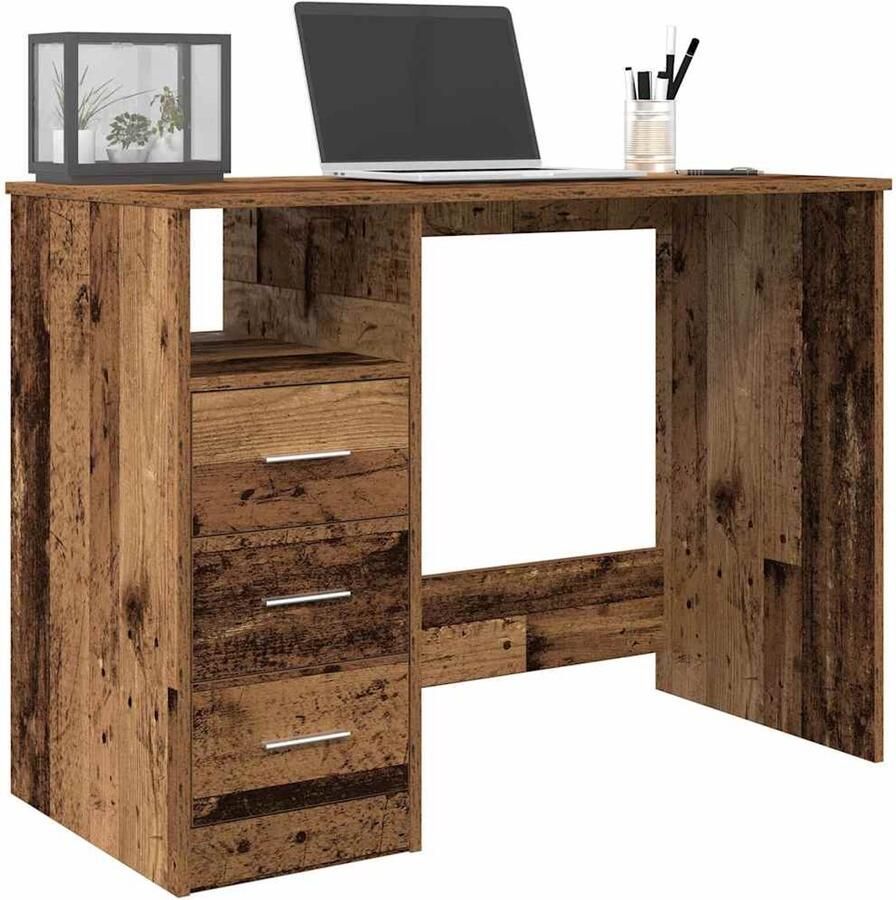 VidaXL Bureau 102x76x50 cm Bewerkt hout Houtkleur Bureau Bureaus Schrijftafel Buro
