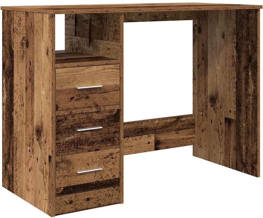 VidaXL Bureau 102x76x50 cm bewerkt hout oud houtkleurig
