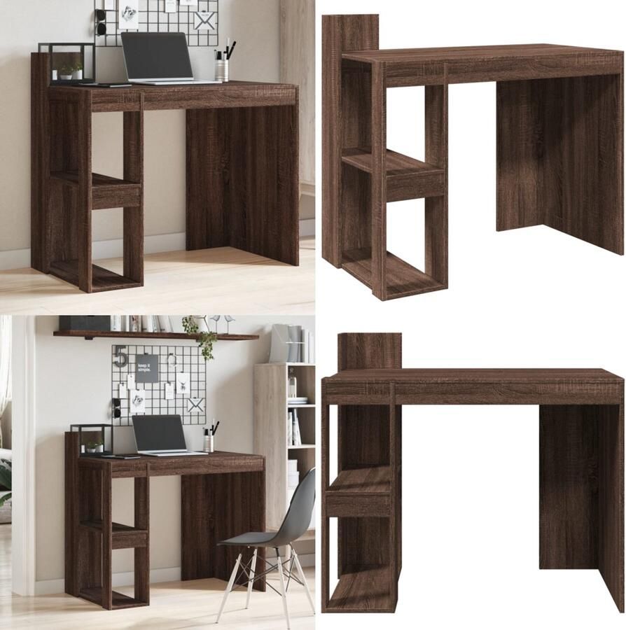 VidaXL Bureau 103 5x56 5x94 cm bewerkt hout bruin eikenkleurig Bureau Bureaus Laptoptafel Computertafel